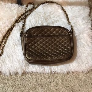 Bronze and gold crossbody bag